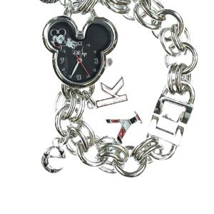 Disney Women's MK2081 Mickey Mouse Heart Shaped Dial Charm Bracelet Watch